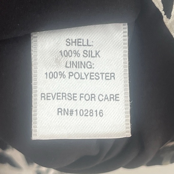 Garnet Hill 100% Silk Bell Flare Sleeve Shift Beige Black Midi Dress size 10 - Picture 9 of 9